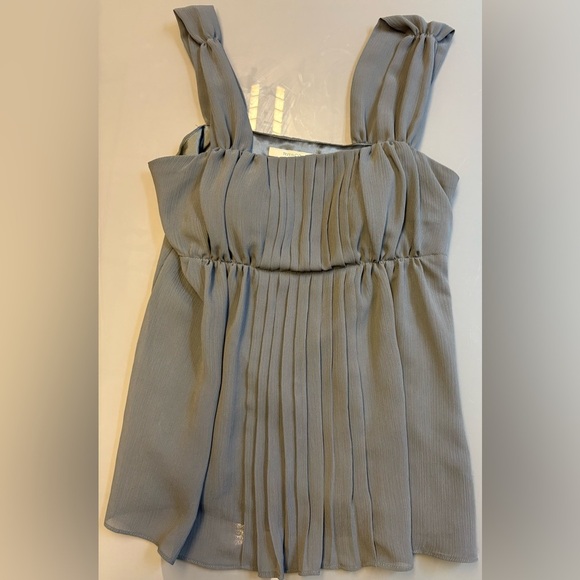 RW&CO. Grey Pleated Sleeveless lined billowy empire top women's size Small - Picture 2 of 11